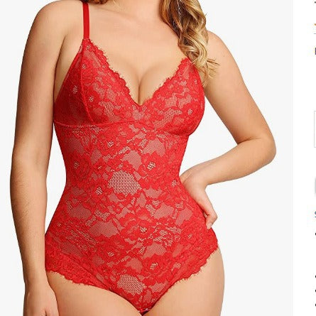 š„Summer Sale 40% OFF - V Neck Lace Shapewear Bodysuitš©±