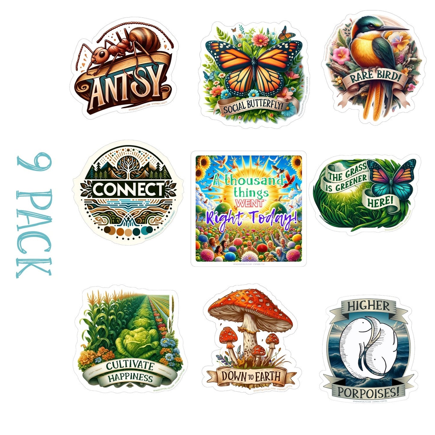 Bee Positive Mini Stickers - Mix of 9