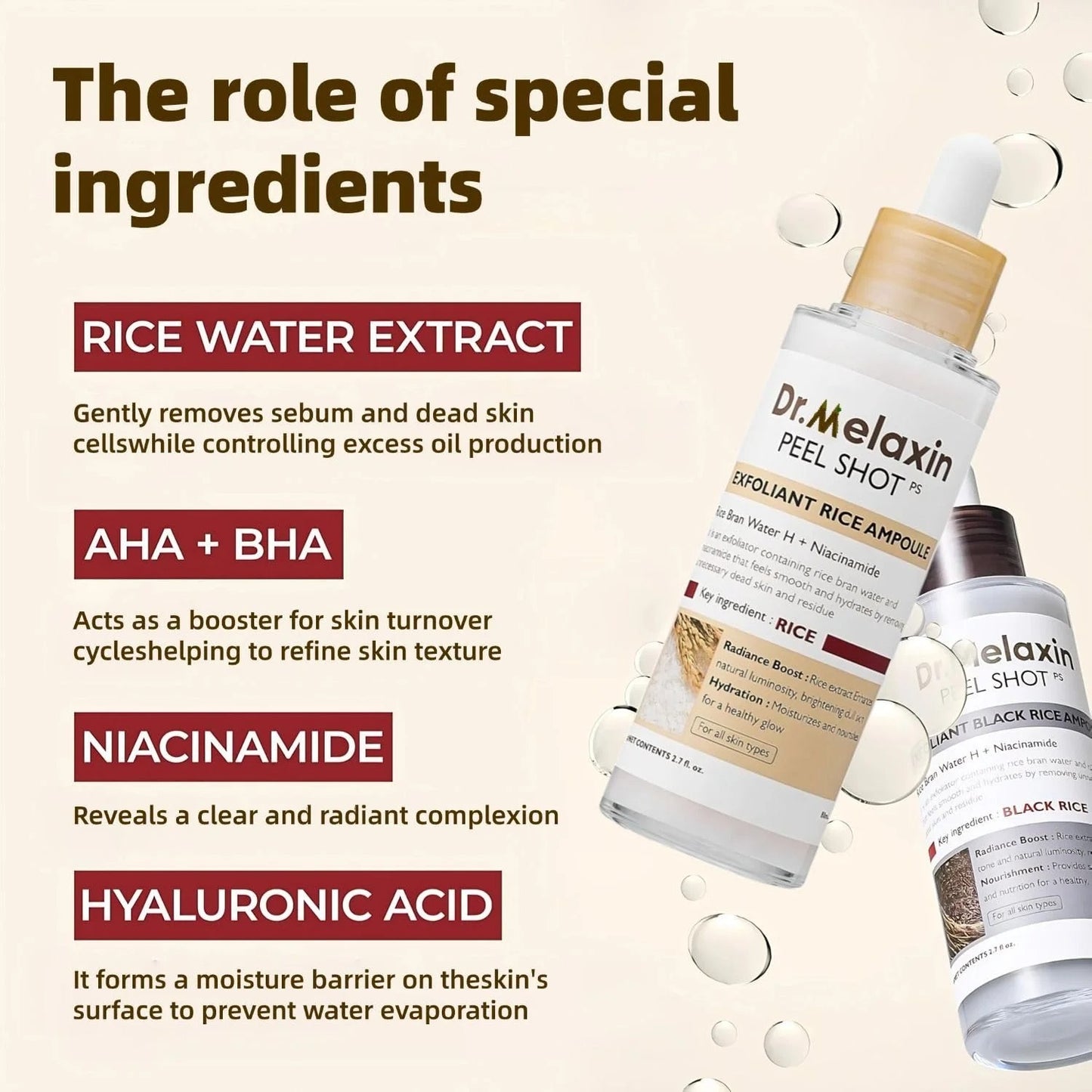 Peel Shot Glow Rice Peeling Ampoule, Soft Exfoliating Face and Body Scrub Dead Skin Cells