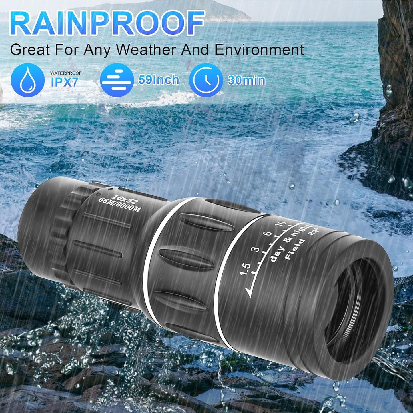 16x52 Monocular Telescope with BAK4 Prisms & FMC Lens