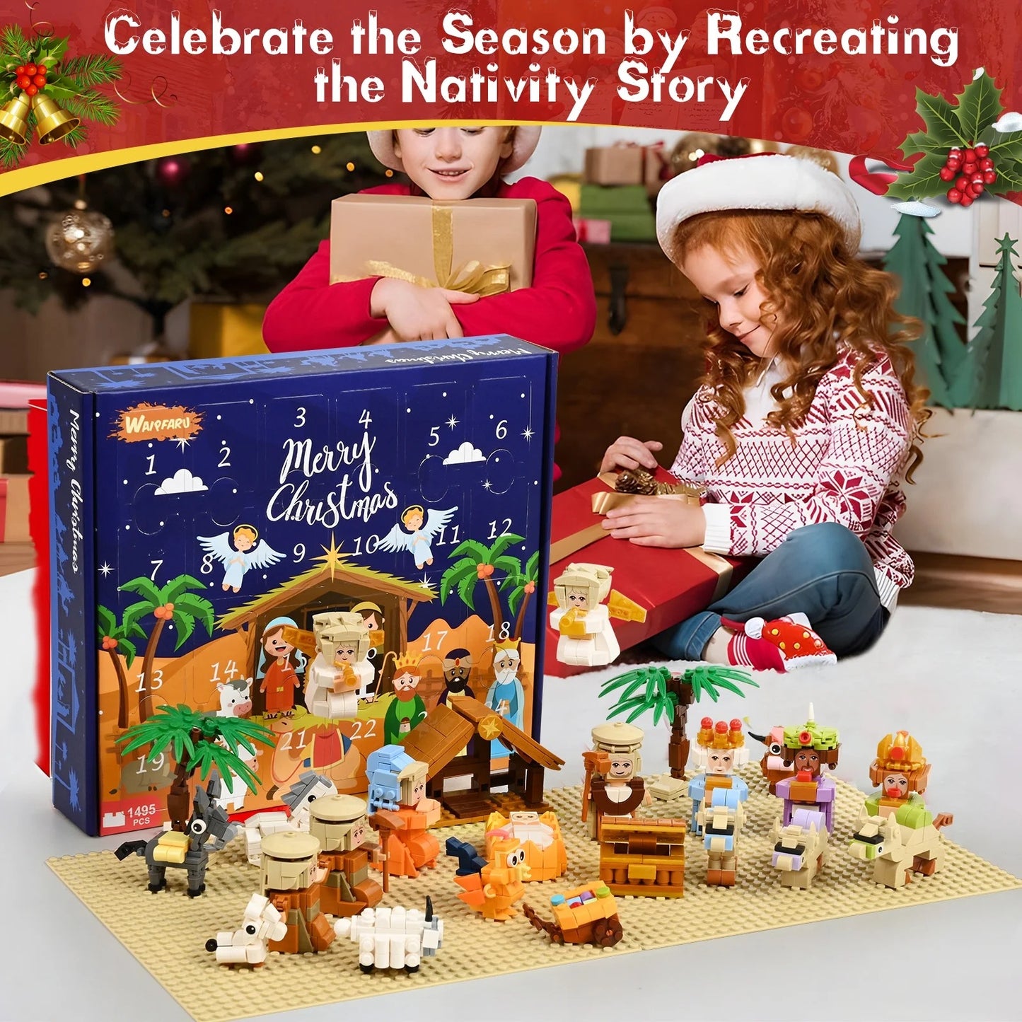 2025 Kids, 24 Days of Nativity Advent Calendar Building Blocks