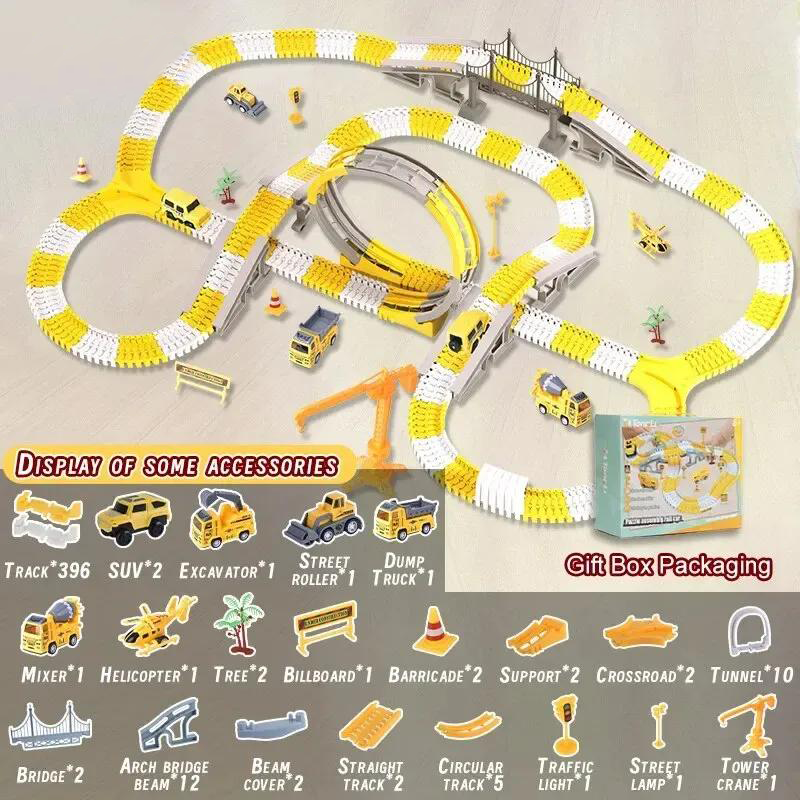 Children Electric Track Toy Car Engineering Minin Car Set