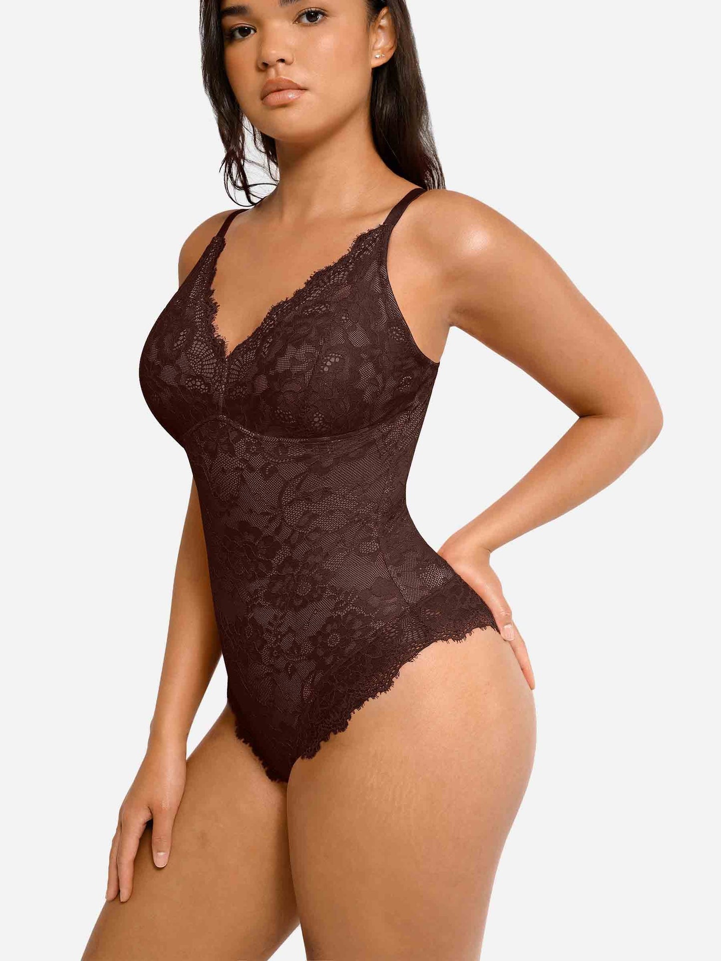 🔥Summer Sale 40% OFF - V Neck Lace Shapewear Bodysuit🩱