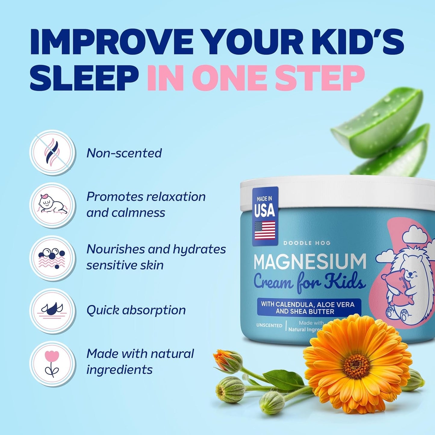 Magnesium Cream for Kids - Soothing Relief & Relaxation with Calendula