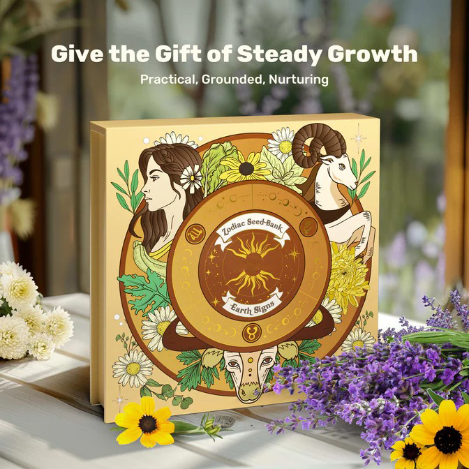 Zodiac Seed Bank with Moon Calendar - Earth Signs (Taurus, Virgo, Capricorn)