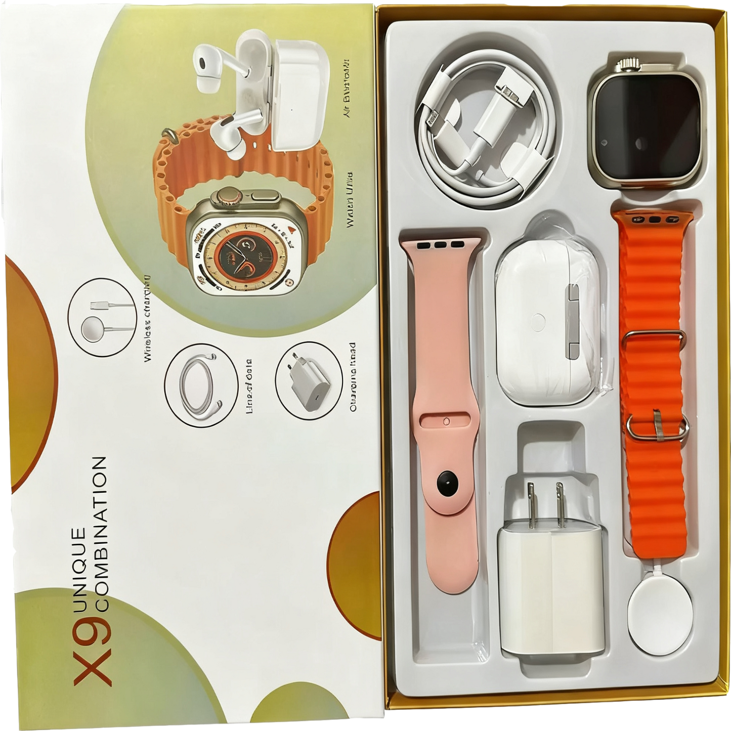 X9 Smart Watch Wireless Bluetooth Earphones High Quality Six Piece Set Double Strap