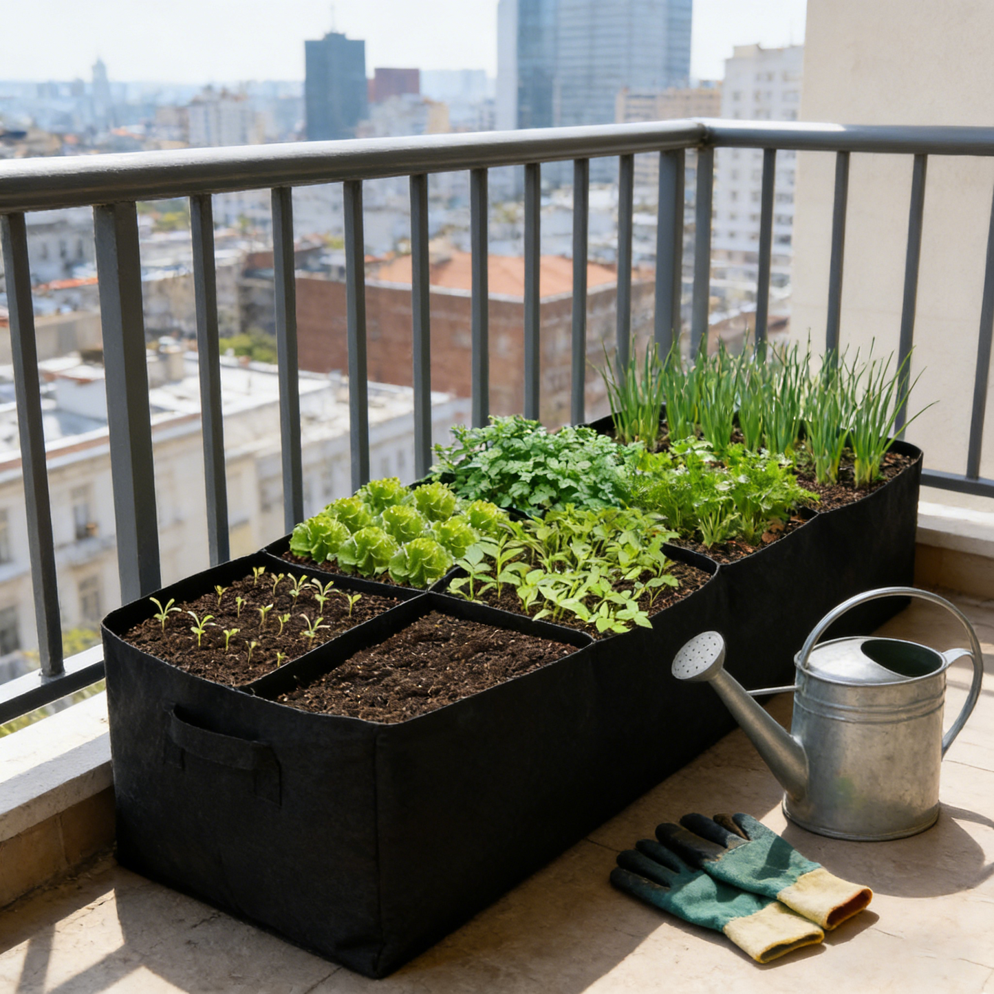 Multi-compartment balcony vegetable planting bag
