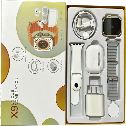 X9 Smart Watch Wireless Bluetooth Earphones High Quality Six Piece Set Double Strap