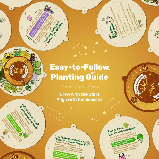 Zodiac Seed Bank with Moon Calendar - Earth Signs (Taurus, Virgo, Capricorn)