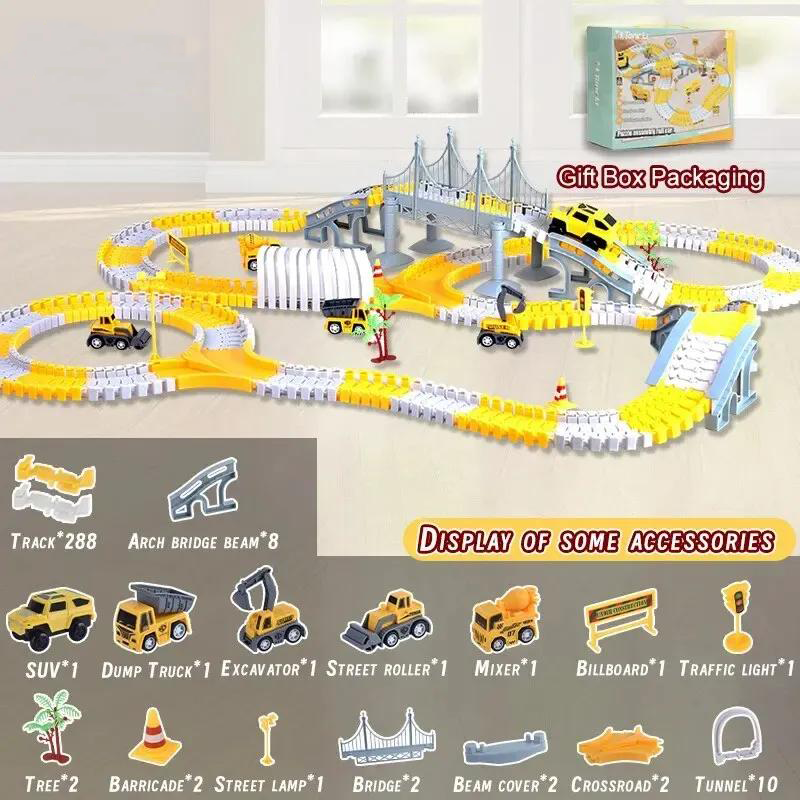 Children Electric Track Toy Car Engineering Minin Car Set
