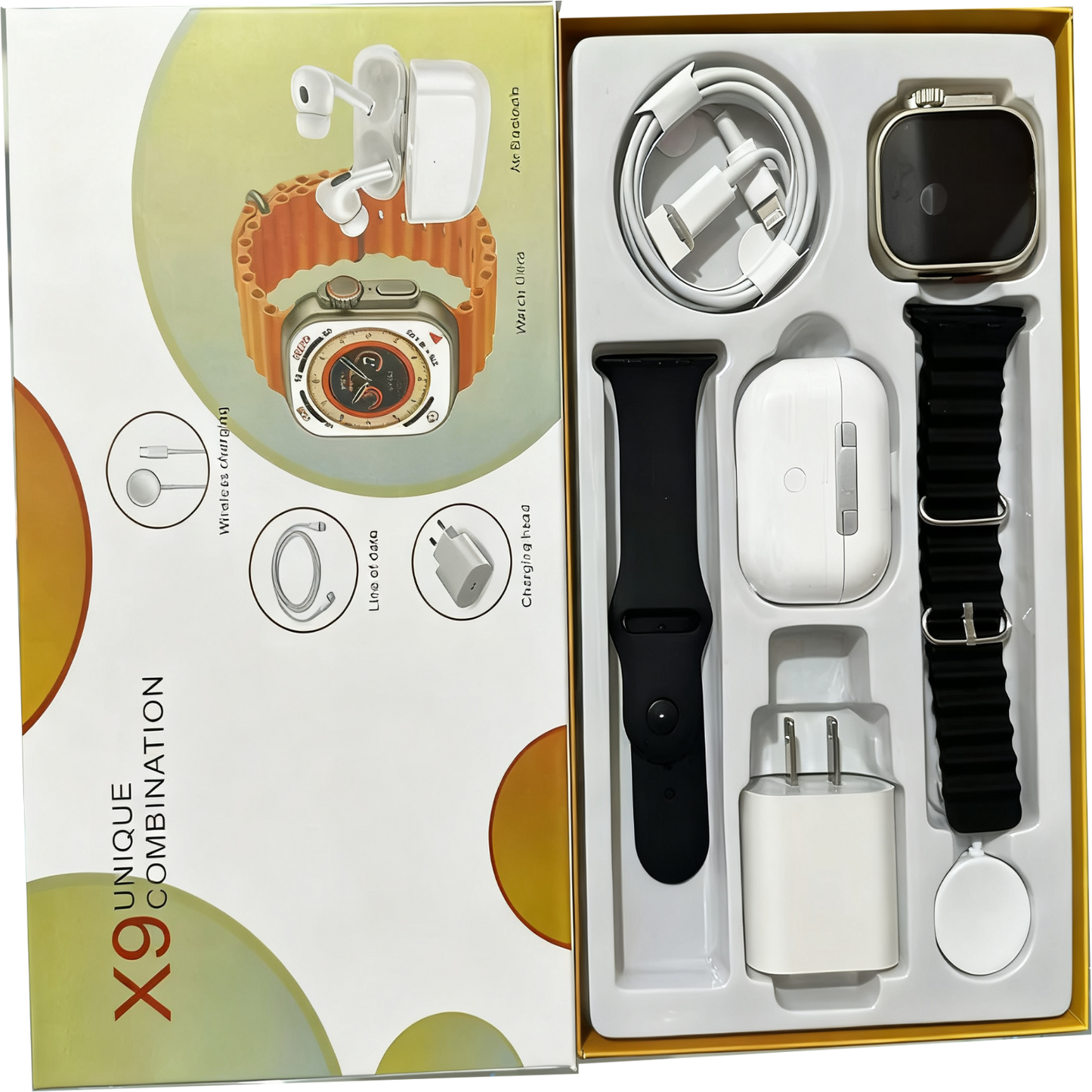 X9 Smart Watch Wireless Bluetooth Earphones High Quality Six Piece Set Double Strap