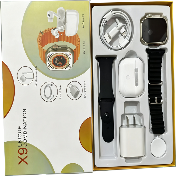 X9 Smart Watch Wireless Bluetooth Earphones High Quality Six Piece Set Double Strap