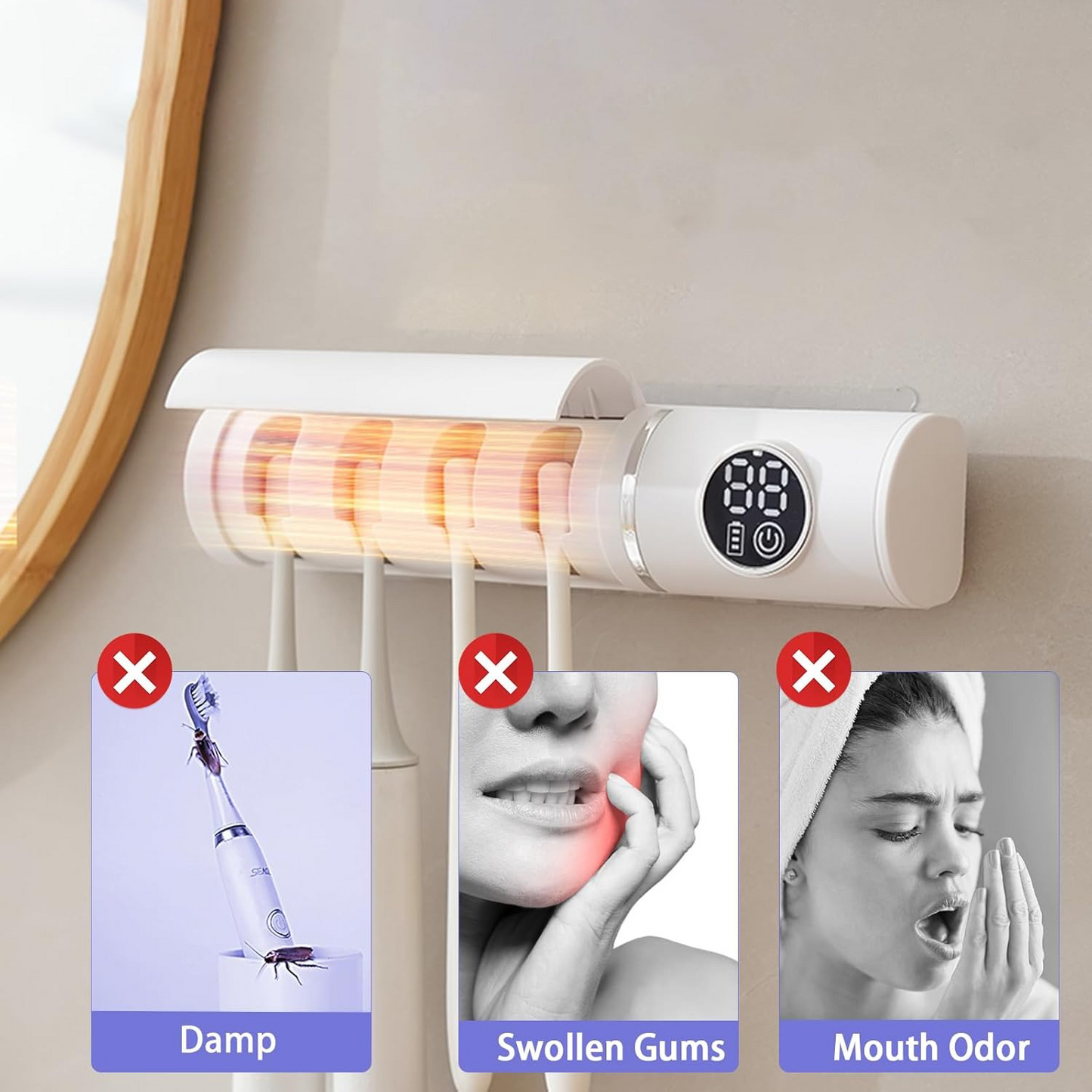 Wall Mounted Toothbrush Holder Sterilizer