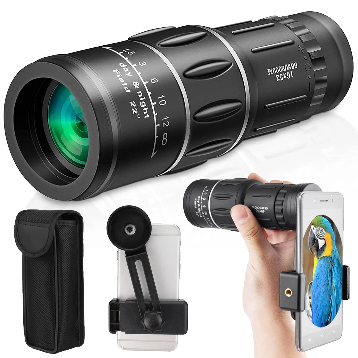 16x52 Monocular Telescope with BAK4 Prisms & FMC Lens