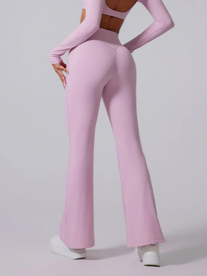 Side Ruching Flared Leggings