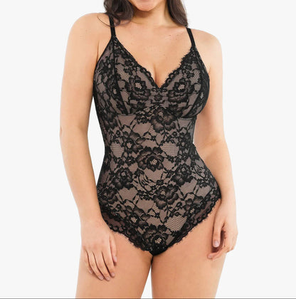 🔥Summer Sale 40% OFF - V Neck Lace Shapewear Bodysuit🩱