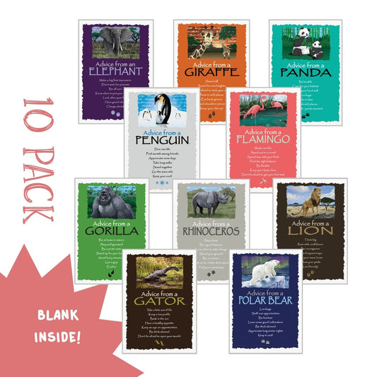 Wild and Whimsical Zoo-Themed- Classic Greeting Card 10 Pack
