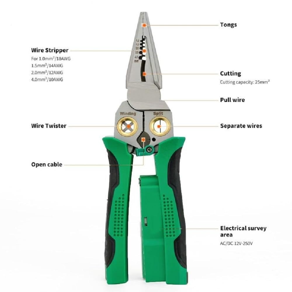 8-in-1 Multi-Functional Wire Stripper Scissors with Electrical Test