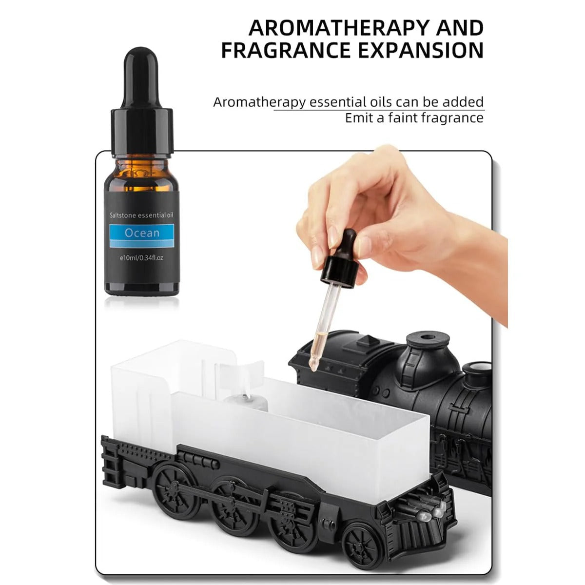 Vintage Steam Train Essential Oil Diffuser -300ML Aromatherapy Humidifier