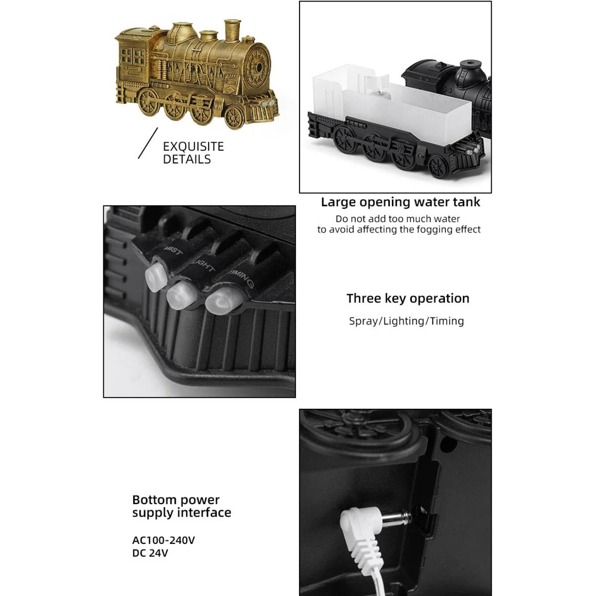 Vintage Steam Train Essential Oil Diffuser -300ML Aromatherapy Humidifier