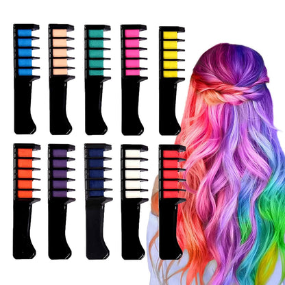 🎨10 Color Temporary Bright Hair Chalk Comb Set