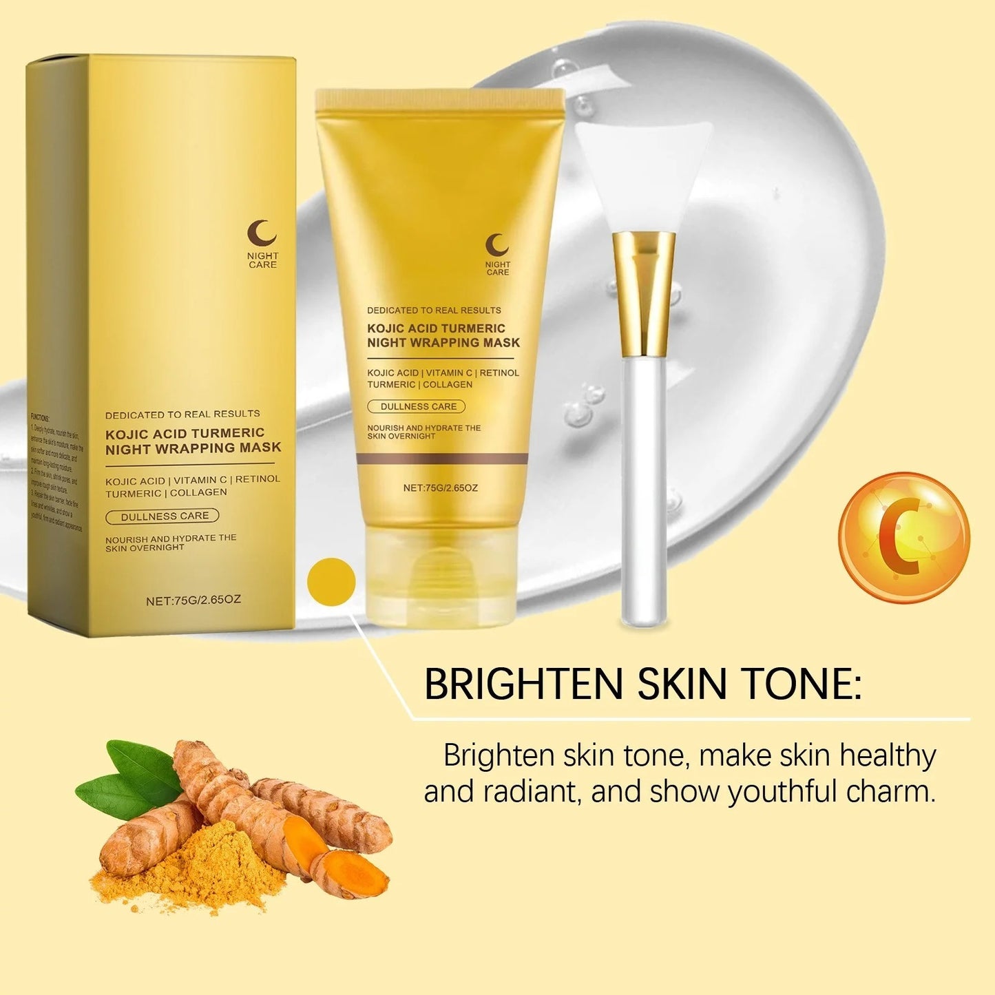 Kojic Acid Turmeric Collagen Overnight Mask With A Brush Free
