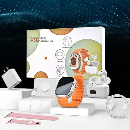 X9 Smart Watch Wireless Bluetooth Earphones High Quality Six Piece Set Double Strap