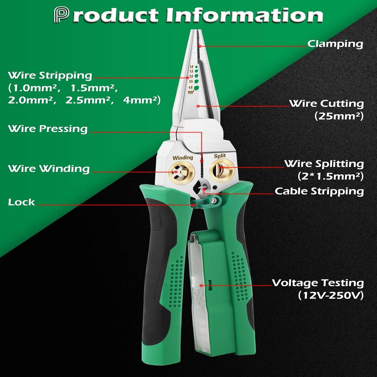 8-in-1 Multi-Functional Wire Stripper Scissors with Electrical Test