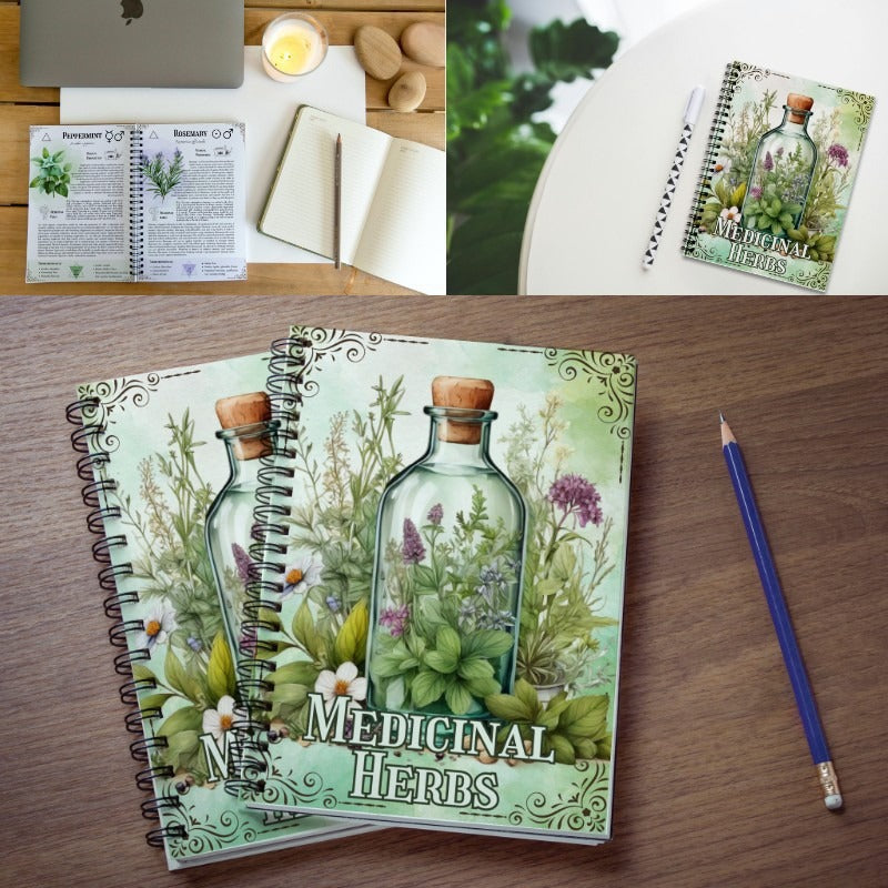 Herbal Grimoire Medicinal Herbs Spiral Notebook