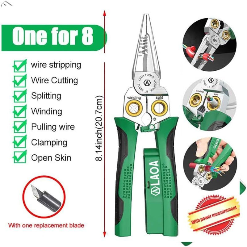 8-in-1 Multi-Functional Wire Stripper Scissors with Electrical Test