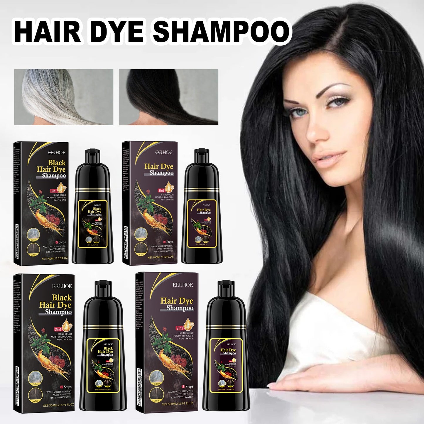 3-in-1 Hair Dye Shampoo