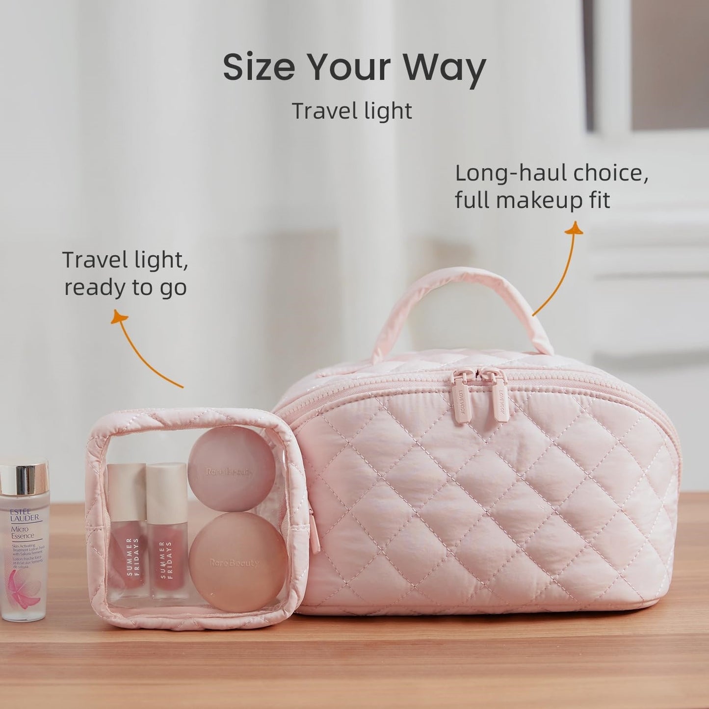2Pcs Travel Makeup Bag