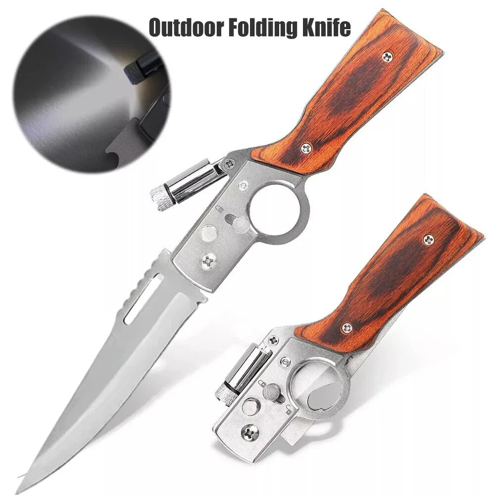 Outdoor Pocket Folding Knife with LED Light New