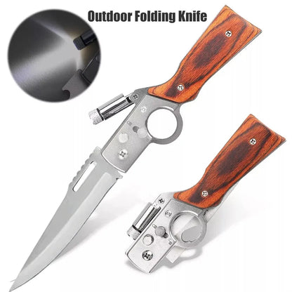 Outdoor Pocket Folding Knife with LED Light New