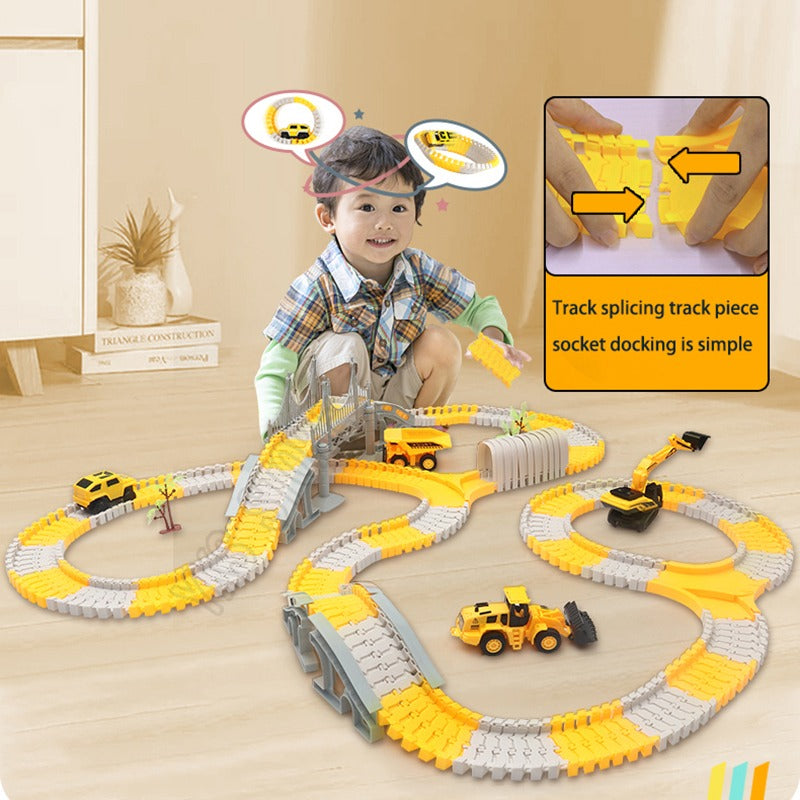 Children Electric Track Toy Car Engineering Minin Car Set