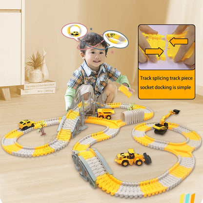 Children Electric Track Toy Car Engineering Minin Car Set