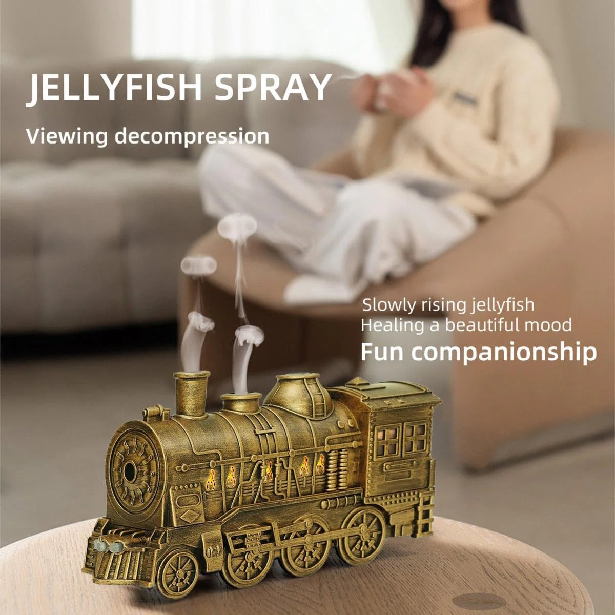 Vintage Steam Train Essential Oil Diffuser -300ML Aromatherapy Humidifier