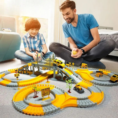Children Electric Track Toy Car Engineering Minin Car Set
