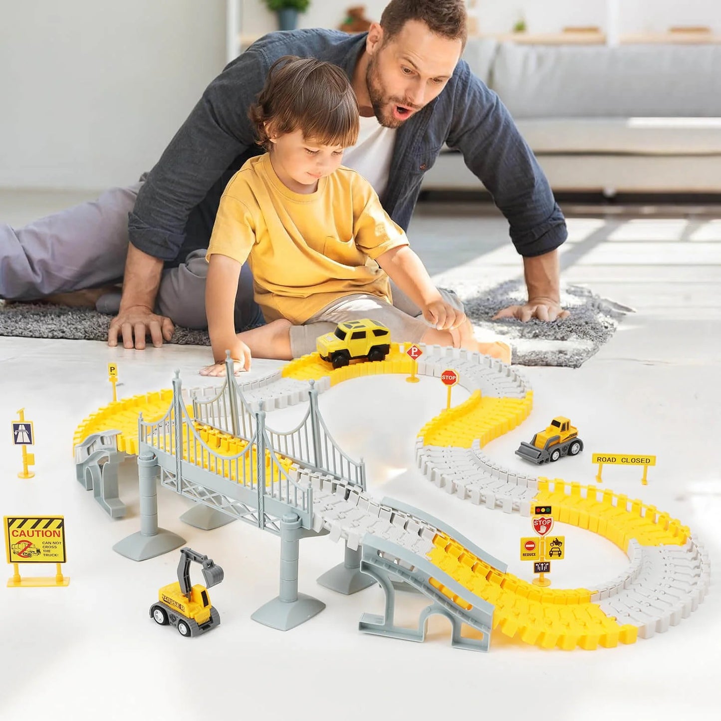 Children Electric Track Toy Car Engineering Minin Car Set