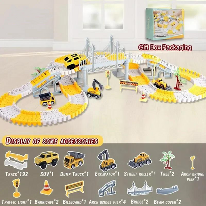 Children Electric Track Toy Car Engineering Minin Car Set